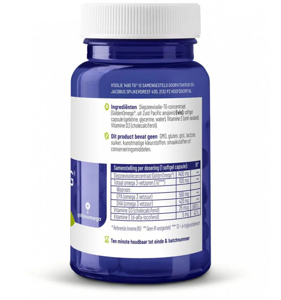 Vitakruid Visolie 1400 + D3 30 softgels (afbeelding 3)