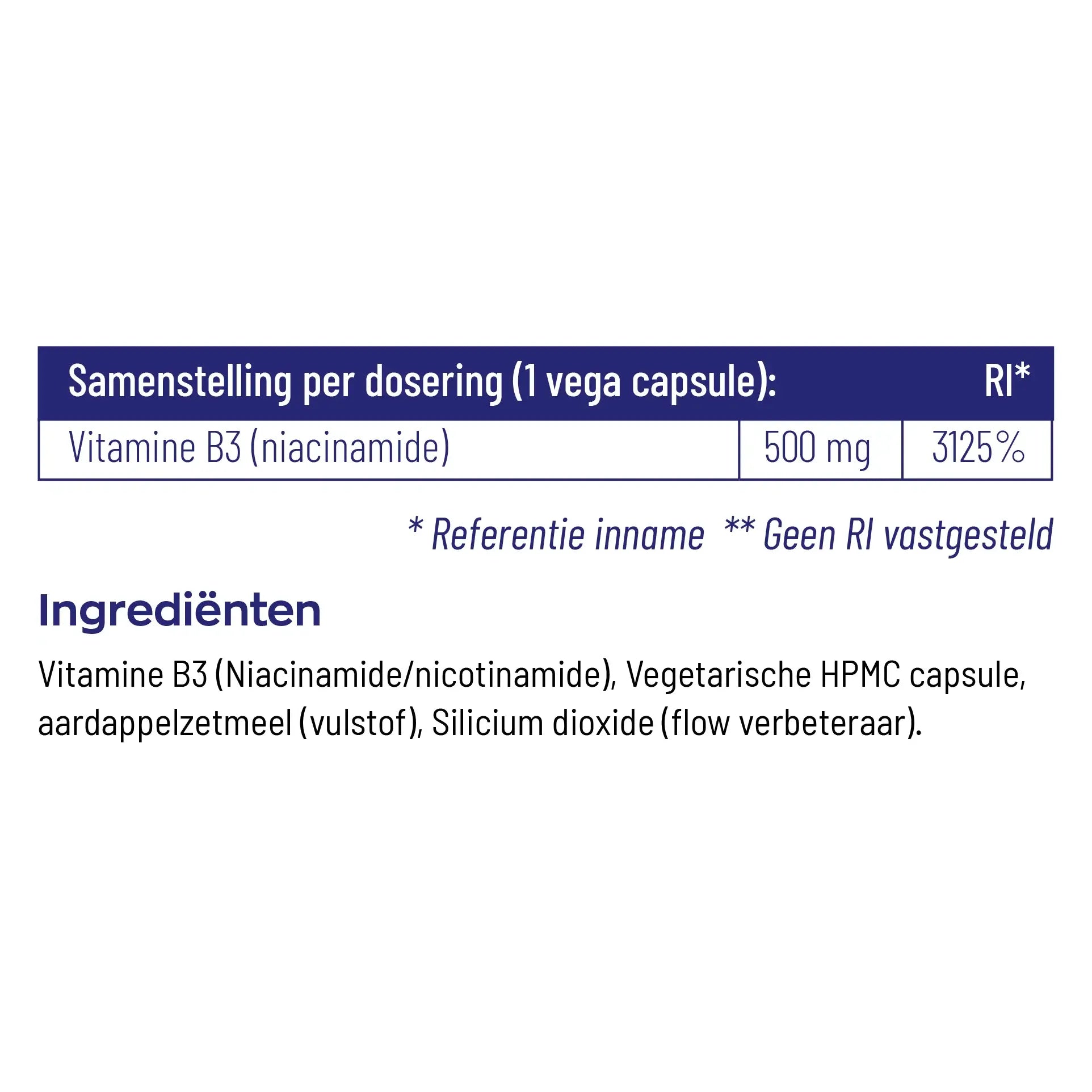 Vitakruid Vitamine B3 Niacinamide 500 mg 90 vcaps