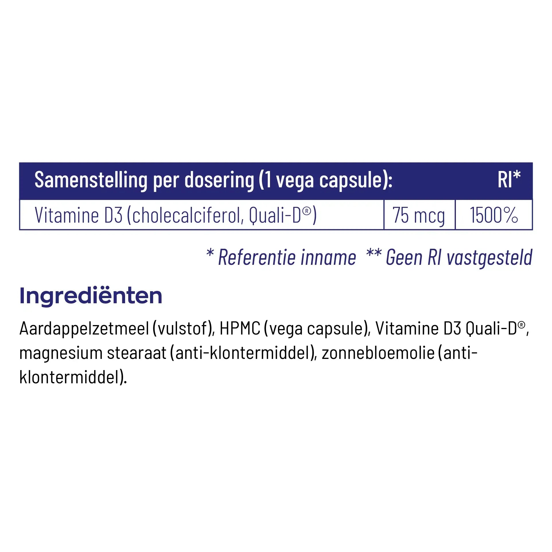 Vitakruid Vitamine D3 75 mcg 60 vcaps