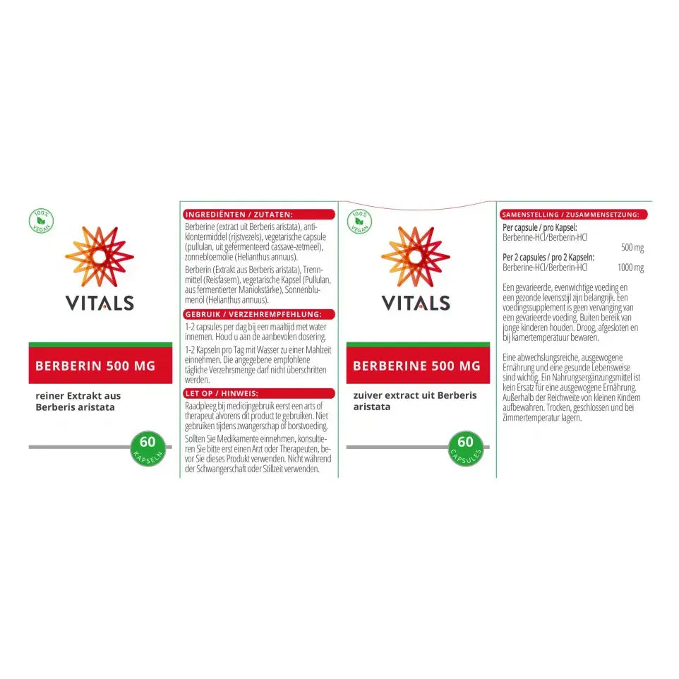 Vitals Berberine 500 mg 60 capsules
