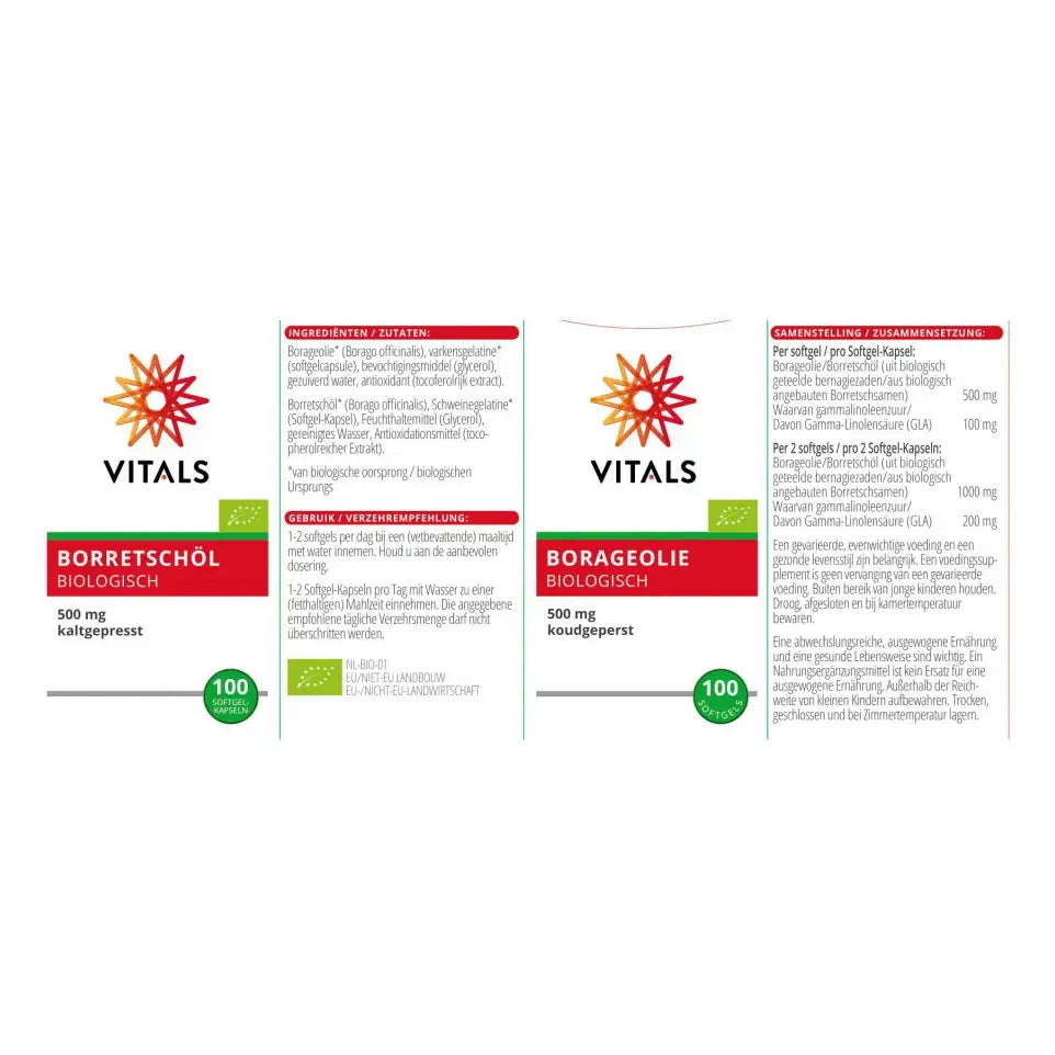 Vitals Borageolie 500 mg 100 softgels