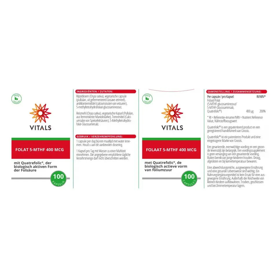 Vitals Folaat 5-MTHF 400 mcg 100 capsules