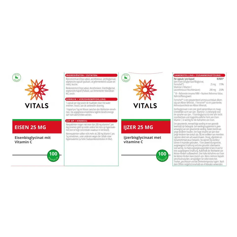 Vitals IJzer 25 Mg 100 capsules