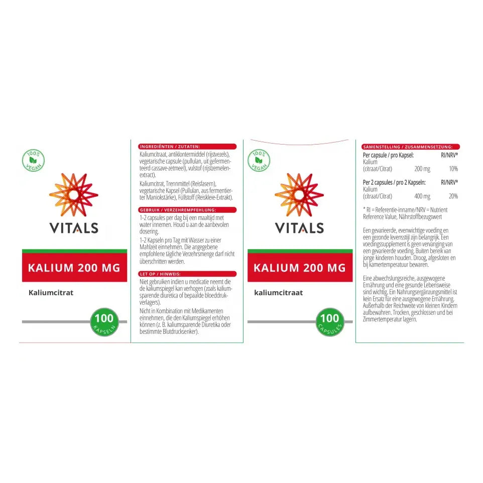 Vitals Kalium citraat 200 mg 100 capsules