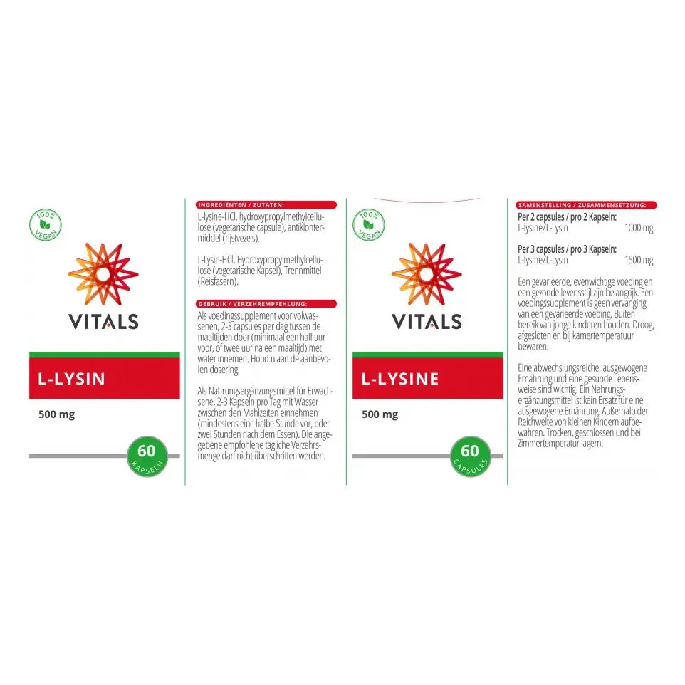 Vitals L-lysine 500 mg 60 vcaps