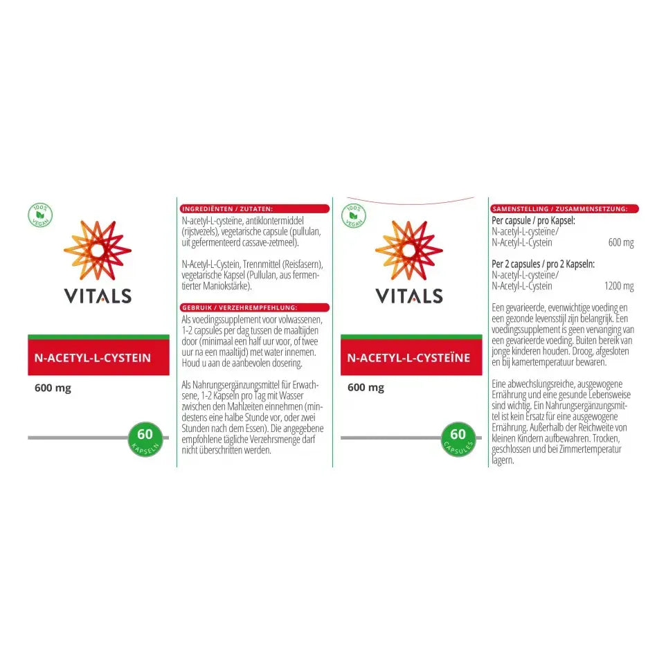 Vitals NAC N-Acetyl-L-cysteine 600 mg 60 vcaps