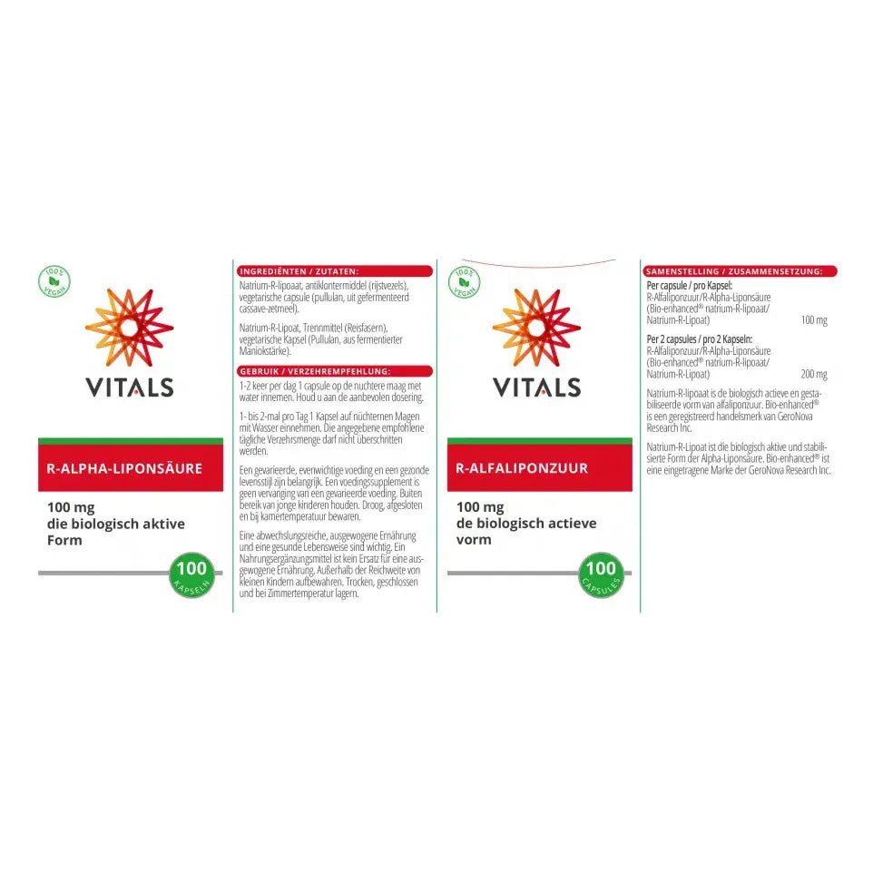 Vitals R-alfaliponzuur 100 capsules