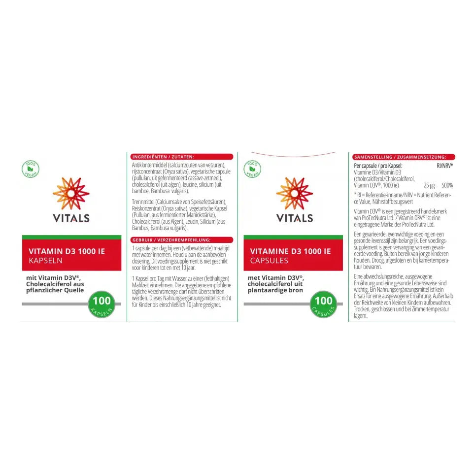 Vitals Vitamine D3 25 mcg 100 capsules (afbeelding 4)