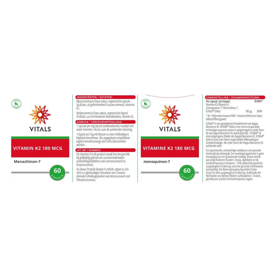 Vitals Vitamine K2 180 mcg 60 vcaps
