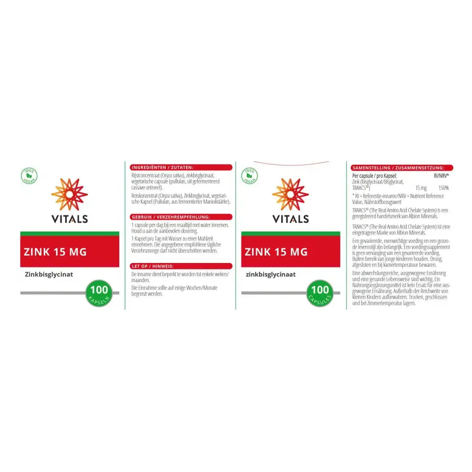 Vitals Zink 15 mg 100 capsules