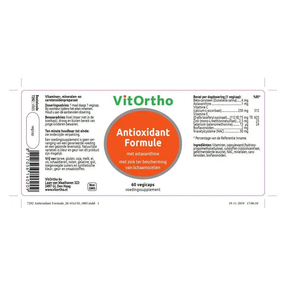 Vitortho AntioxidForm voorheen antioxidant formule 60 vcaps