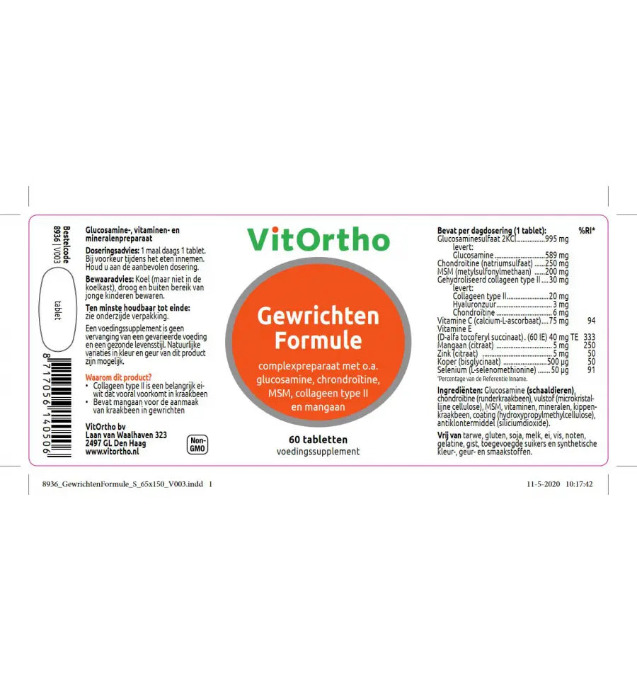 Vitortho FlexForm vh gewrichten formule 60 tabletten (afbeelding 2)