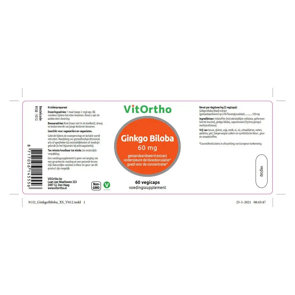 Vitortho FocusForm voorheen Ginkgo Biloba 60 vcaps
