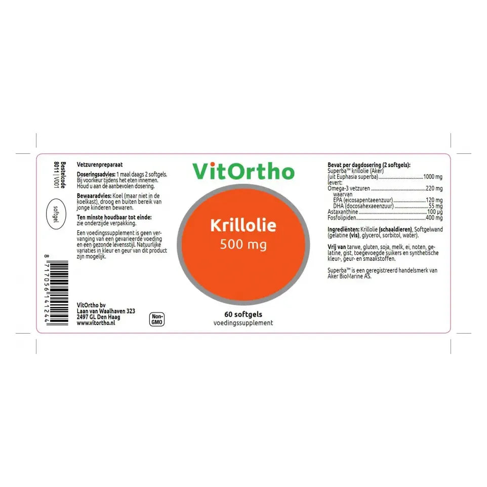VitOrtho Krillolie 500 mg 60 softgels