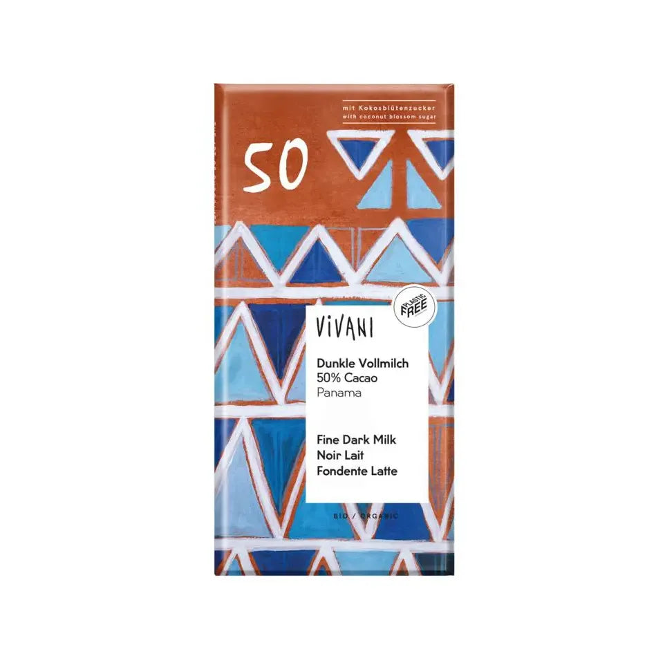 Vivani Chocolade melk donker 50% Panama 80 gram