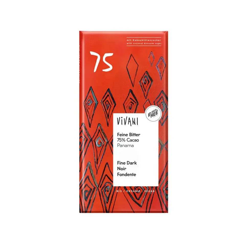 Vivani Chocolade puur delicaat 75% Panama 80 gram