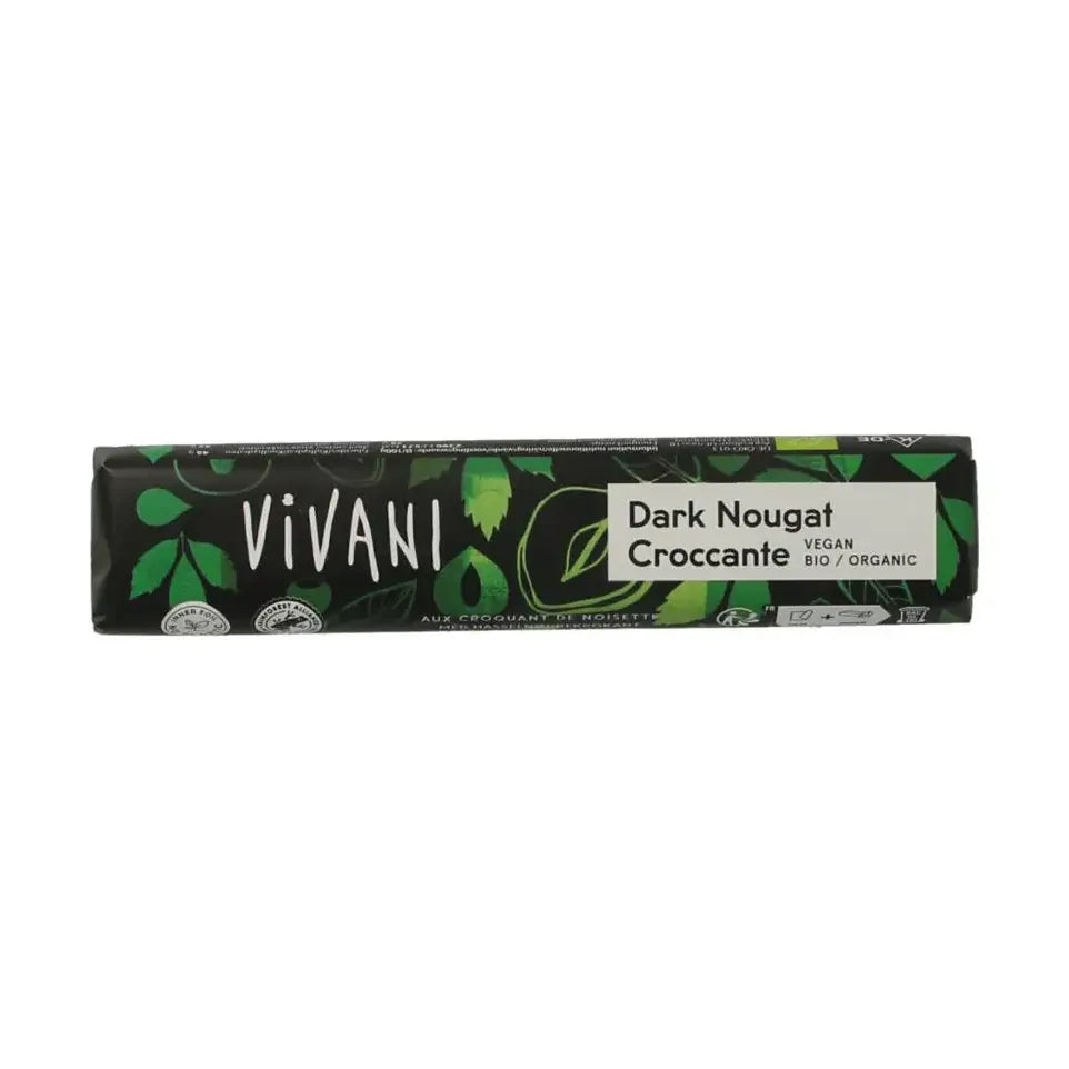 Vivani Chocolate To Go dark nougat croccante 35 gram