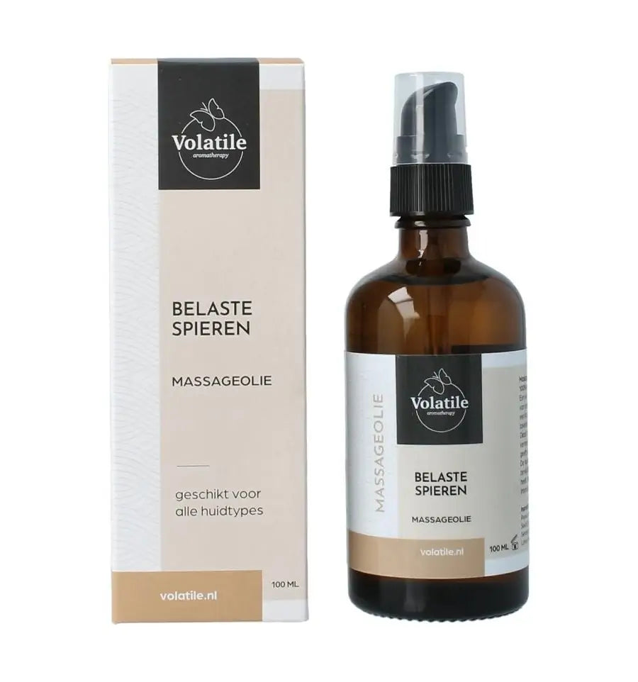 Volatile Massageolie belaste spieren glas met pomp 100 ml