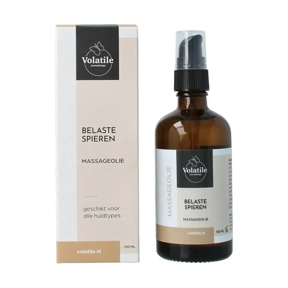 Volatile Massageolie belaste spieren glas met pomp 100 ml