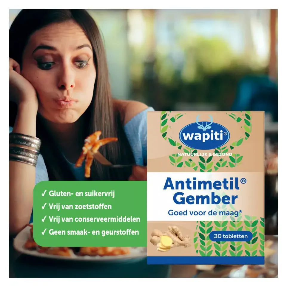Wapiti Antimetil gember 30 tabletten