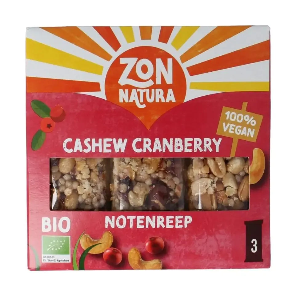 Zonnatura Notenreep cashew cranberry 75 gram